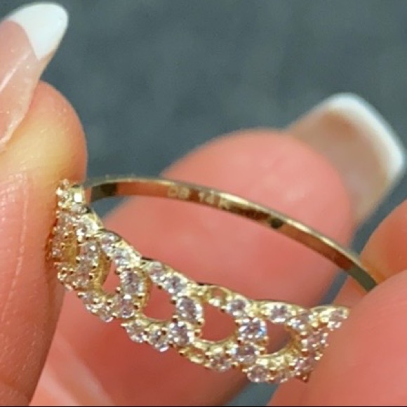 New 14K yellow Gold CZ Cuban Band - Picture 11 of 12